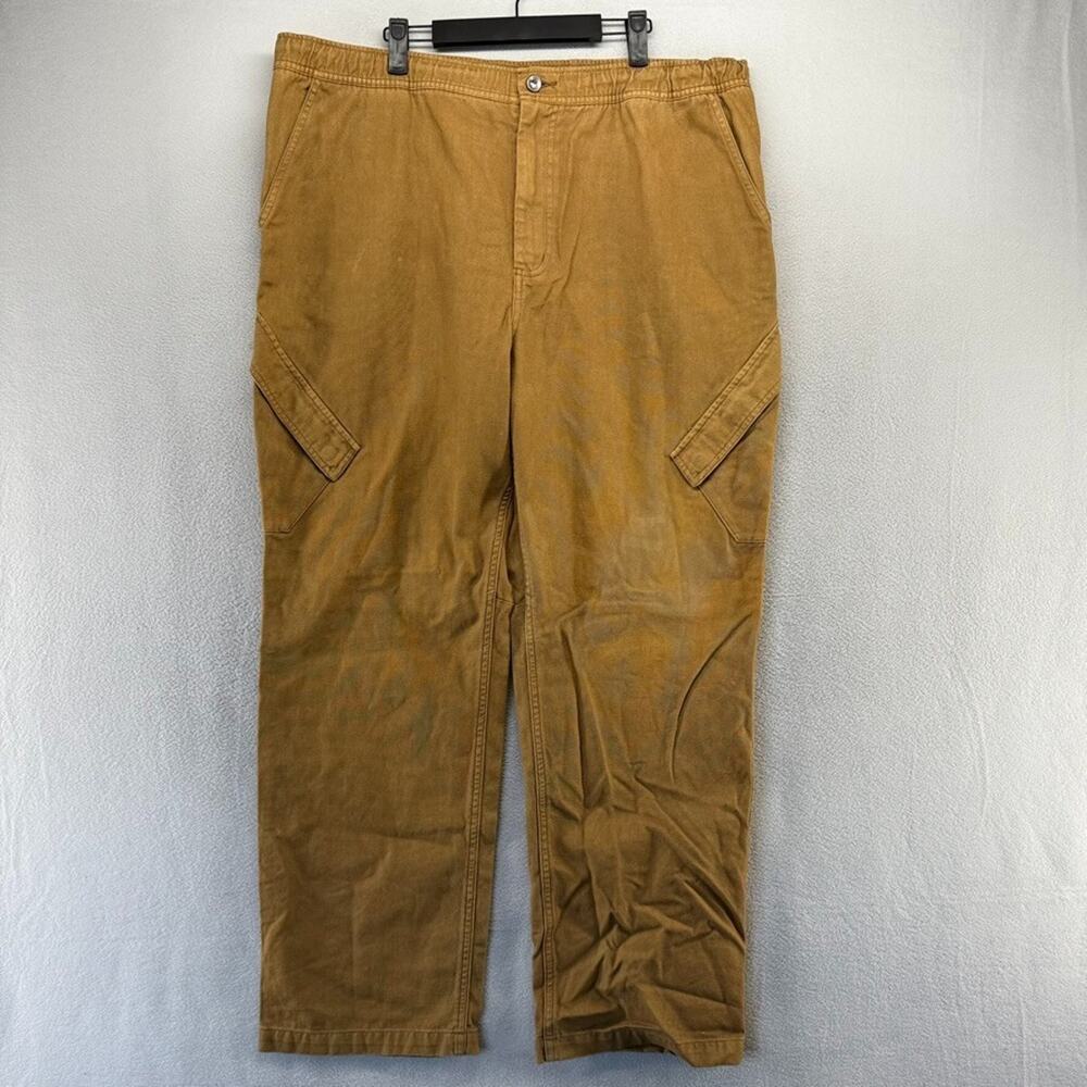Jordan Pants Men's 2XL Brown Canvas Cargo Washed Chicago Elastic Waist Faded